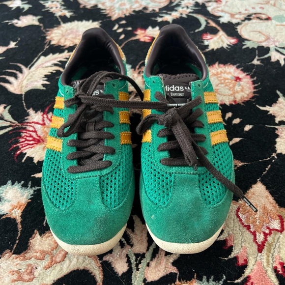 adidas Shoes - adidas Green Sneakers with Yellow Stripes